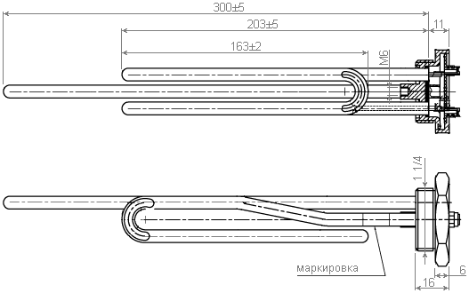 Медный нагреватель 1,5кВт для водонагревателей