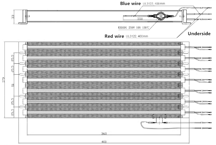 MZFR-T Heater Dimensions