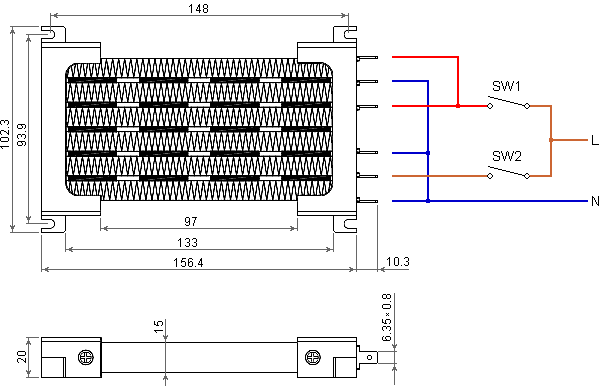 позисторный нагревaтельный элемент MZFR-D-2000W-220V