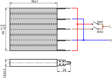 позисторный нагревaтельный элемент MZFR-J-1800W-220V 96x88x15