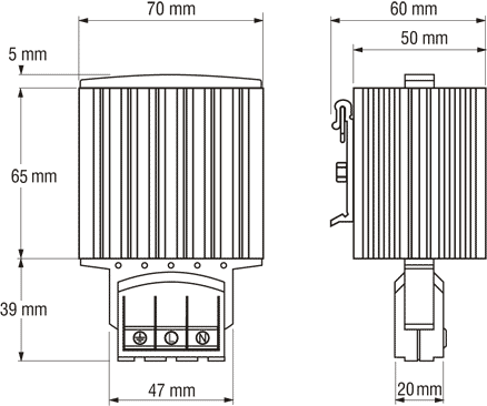 Размеры PTC нагревателя SQ0832-0003