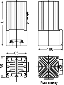 Dimensions of compact fan heater HGL 04641.1-00