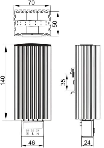 Размеры нагревателя HYT-24007