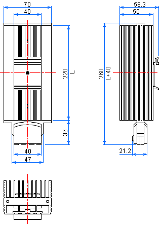 Dimensions of heater NSYCR150WU