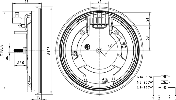 Hotplate dimensions and wiring diagram
