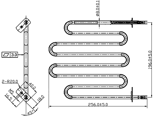 Размеры трубчатого нагревателя scat-ss0906
