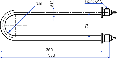 Dimensions of heating element 78 A13 4000W