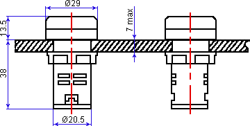 Размеры светодиодного индикатора AD16-22DS
