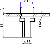 Светодиодный индикатор красного свечения модели AD16-16DS Andeli. Размеры