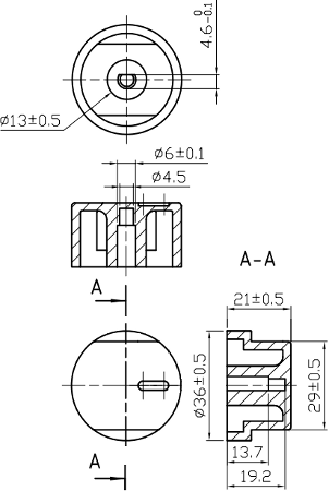 BT 145000-001 knob dimensions