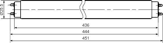 Размеры бактерицидной лампы Tibera UVC 15W