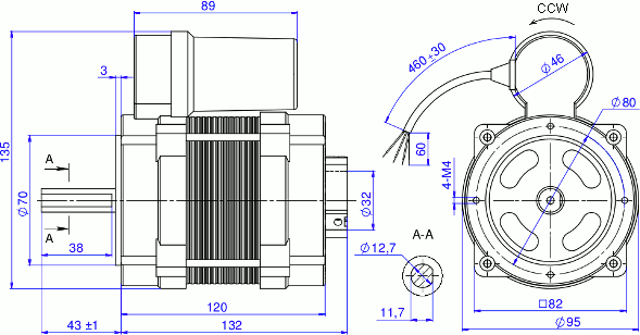габаритные размеры двигателя AACO 60.2.200.32M