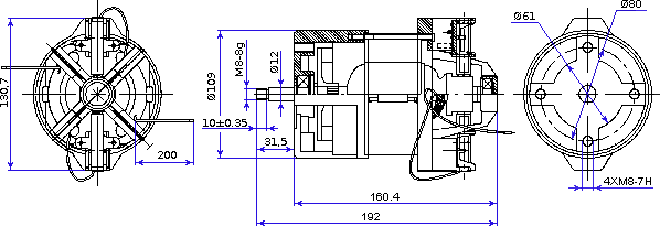 Dimensions of motor M308