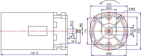 Размеры двигателя STM309
