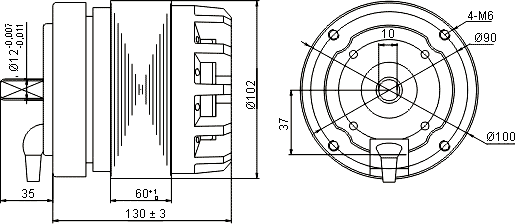 Размеры электродвигателя YWF4E-102/60B-K (R)