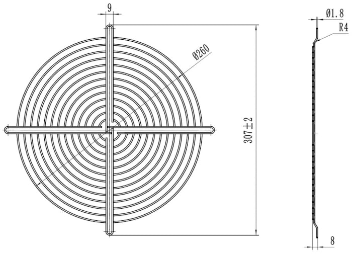 Размеры решётки GL-280