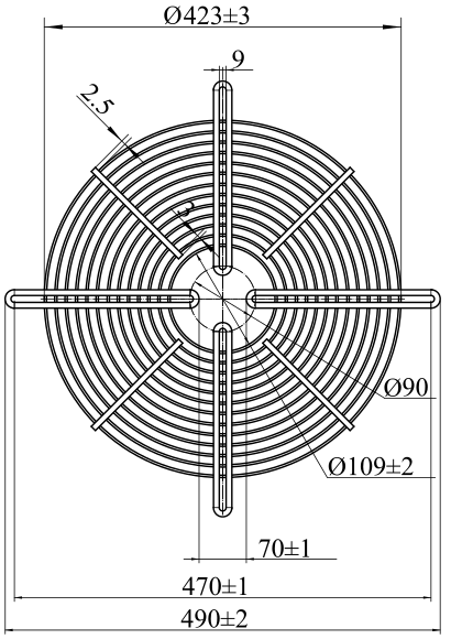 Размеры решетки плоской d400