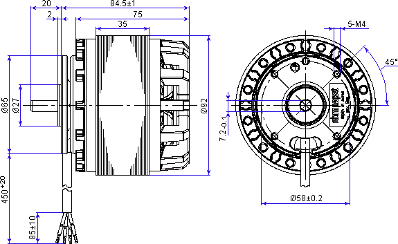 Размеры электродвигателя EBM M4E068-DF01