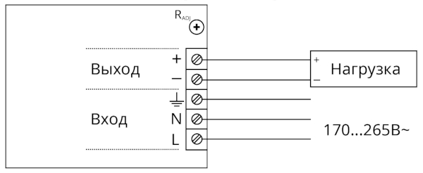 Схема подключения блока питания ESP-60-24