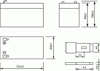Габаритные размеры аккумулятора SF 1207