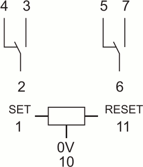 Размеры и схема подключения бистабильного реле RB.22