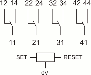 Размеры и схема подключения бистабильного реле RB.14