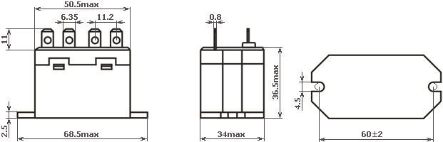 G7L-2A-TUBJ-CB relay dimensions