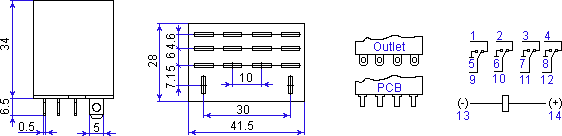 LY4T AC220V relay dimensions