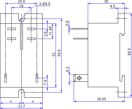 Размеры реле RPF2AP7