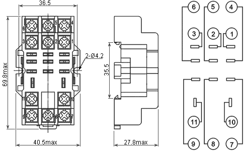 dimensions of socket PTF11A