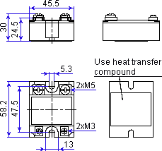 Dimensions of solid state relay ABB R111 series