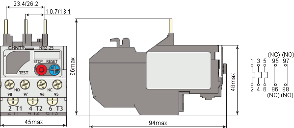  Plug-in relay NR2-25 dimensions