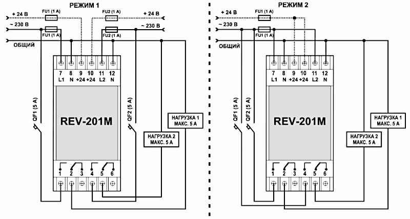 Схема подключения реле РЭВ-201М