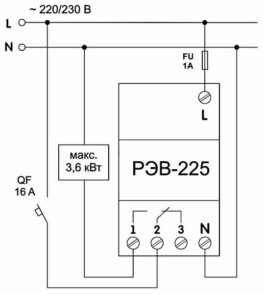 Схема подключения астрономического реле РЭВ-225