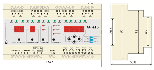 Dimensions sequential and combination timer TK-415