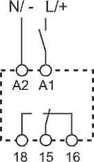 Размеры и схема подключения модульного таймера 80.21