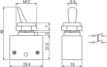 размеры выключателя FD2-2/2F1
