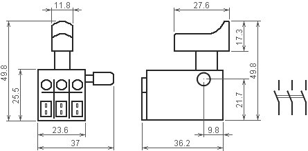 размеры выключателя для шлифовальной машины FA3-10