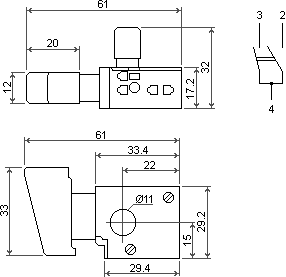 размеры выключателя для электродрели FA28-4/1BE