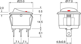 размеры переключателя R13112BNAG