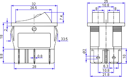 SR55 switch dimensions