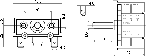 размеры переключателя для тепловентилятора FD103SC-001