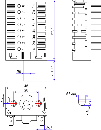 Rotary switch dimensions
