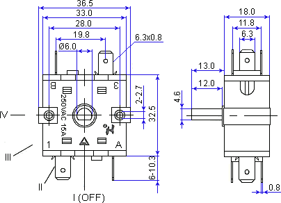 switch XK-2-6p-2 dimensions