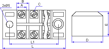 Размеры клемной колодки TB-606