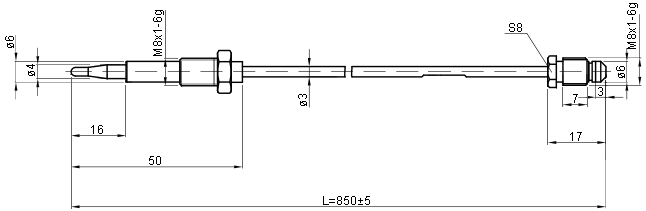 Размеры термопары STG QS-416D-27
