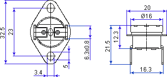 thermostat KSD301 dimensions