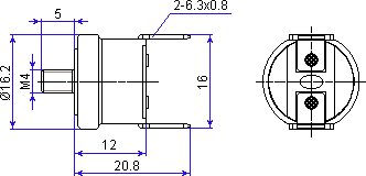 Thermostat KSD301A-A013 dimensions