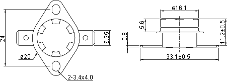 sizes of thermostat KSD301B050TF1B