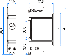 Dimensions of thermostat 7T.81